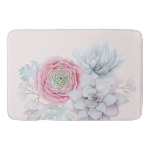 My mexican pastel pink succulent garden bathroom mat
