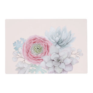 My mexican pastel pink succulent garden placemat