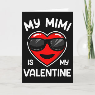 My Mimi Is My Valentine Heart Sungles Boy Girl  Card