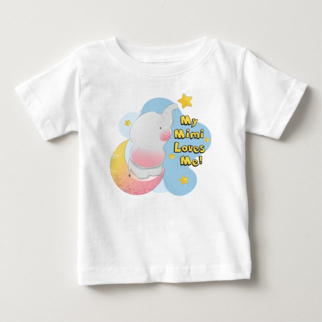 My Mimi Loves Me Elephant Baby T-Shirt (Front)