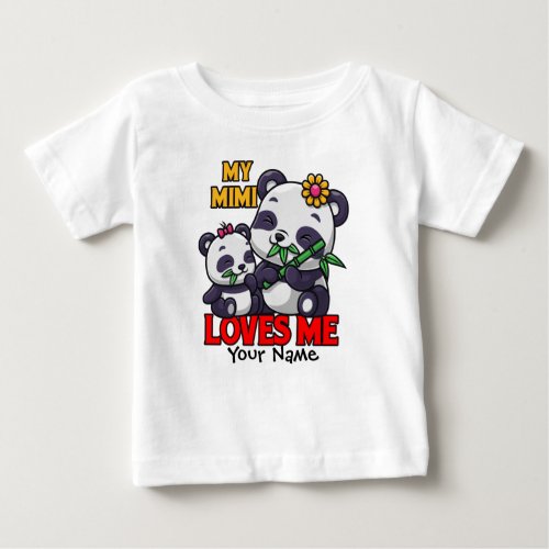 My Mimi Loves Me Panda Baby T_Shirt