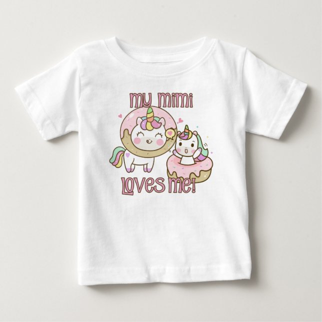 My Mimi Loves Me Unicorns Baby T-Shirt (Front)