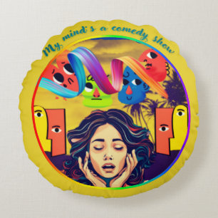 My mind’s a comedy show round pillow
