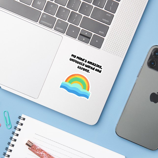 My Mind's Amazing Uniquely Wired Strong Sticker (Laptop w/ iPhone)