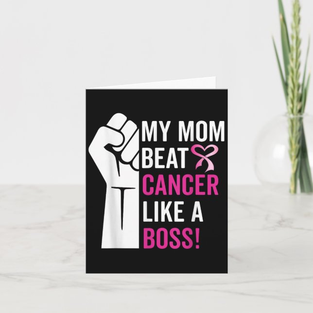 My Mom Beat Breast Cancer Like A Boss Warrior Surv Card (Front)