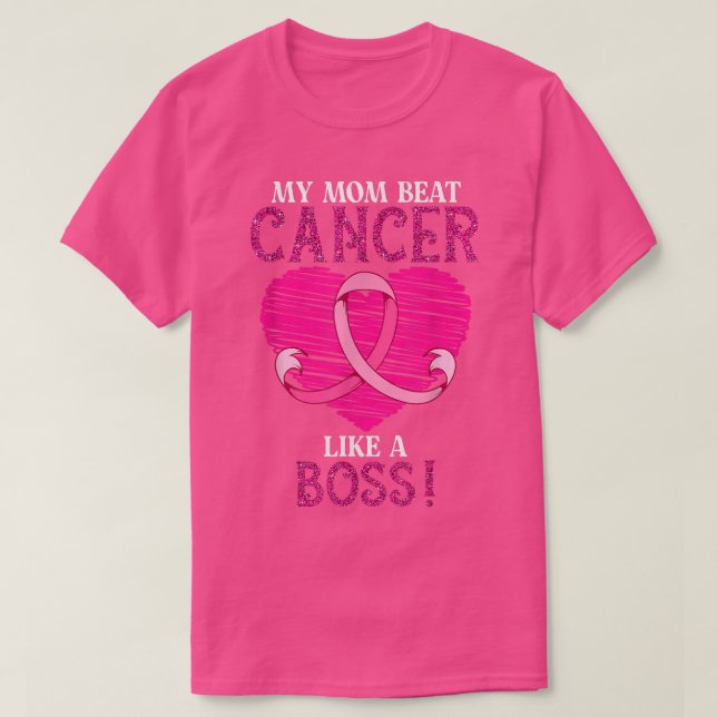 My Mom Beat Breast Cancer Pink Ribbon - Survivor A T-Shirt (Design Front)