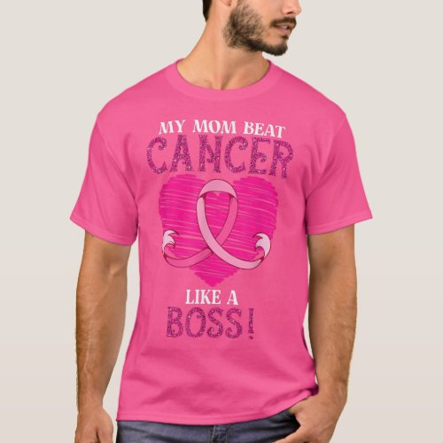 My Mom Beat Breast Cancer Pink Ribbon _ Survivor A T_Shirt