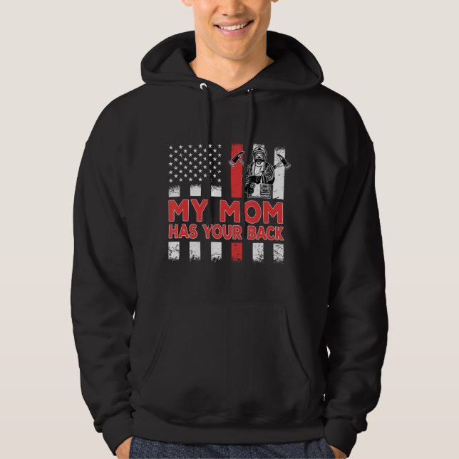My Mom Has Your Back Proud Firefighter Kids Childr Hoodie (Front)