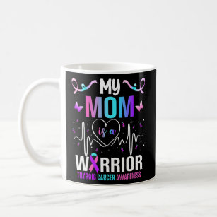 My Mom Is A Warrior Thyroid Cancer Awareness Ribbo Coffee Mug