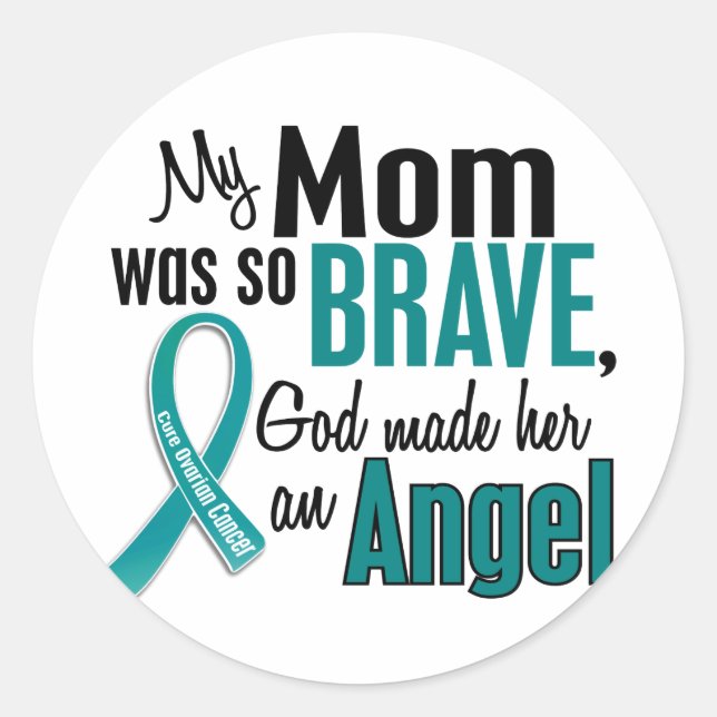 My Mom Is An Angel 1 Ovarian Cancer Classic Round Sticker (Front)