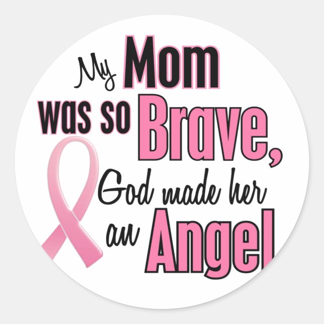 My Mom Is An Angel Breast Cancer Classic Round Sticker (Front)