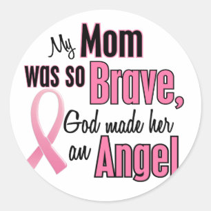 My Mom Is An Angel Breast Cancer Classic Round Sticker