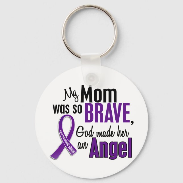 My Mom Is An Angel Pancreatic Cancer Keychain (Front)