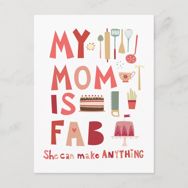 My Mom is Fab Postcard (Front)