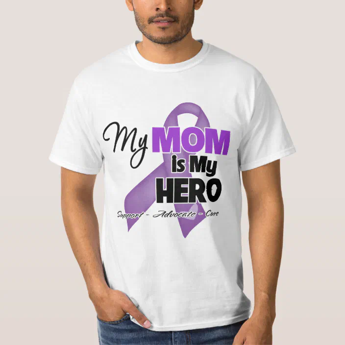 My Mom Is My Hero Purple Ribbon T Shirt Zazzle Com