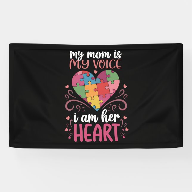 My Mom Is My Voice Autism Autistic Awareness Banner (Horizontal)