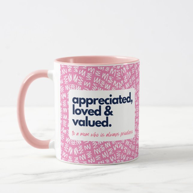 My Mom is Priceless-Appreciated, Loved & Valued Mug (Left)