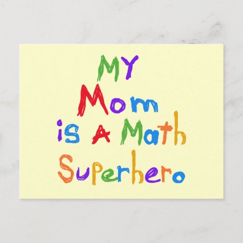 My Mom Math Superhero T_shirts and Gifts Postcard