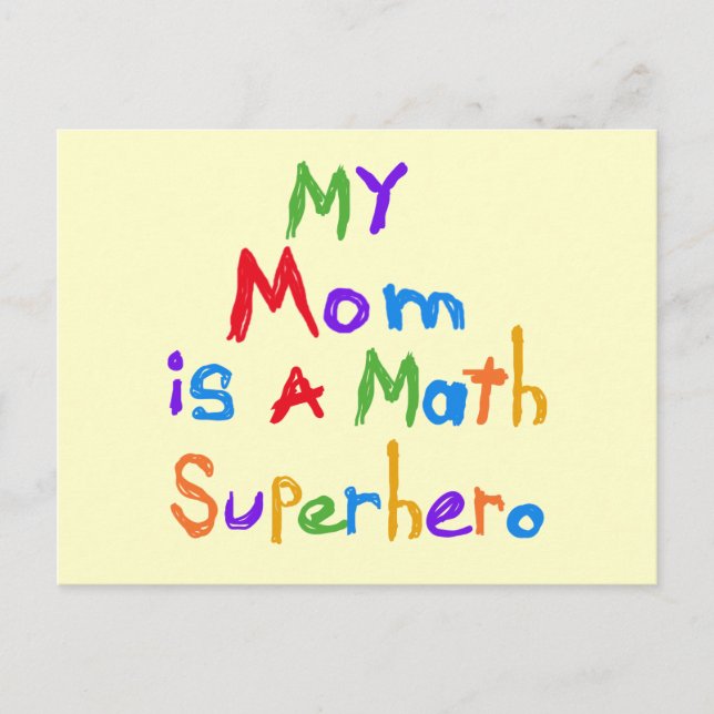 My Mom Math Superhero T-shirts and Gifts Postcard (Front)