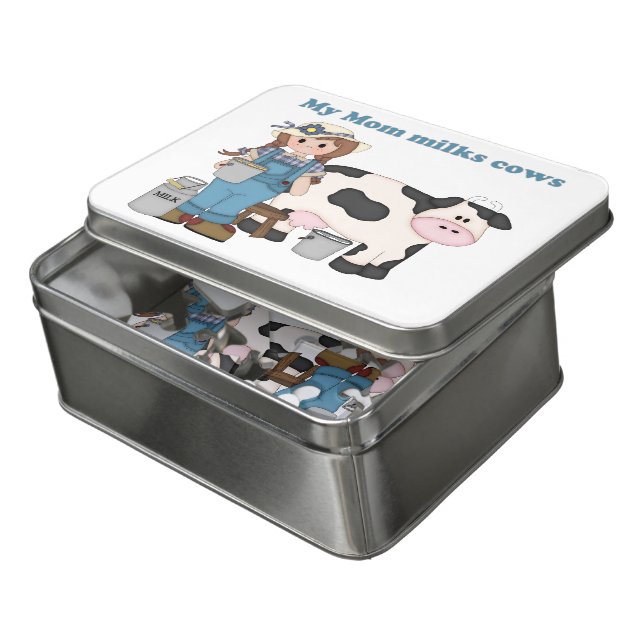 My Mom Milks Cows Jigsaw Puzzle (Lid Open)