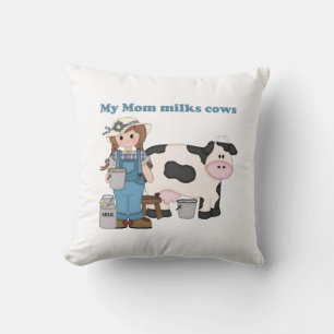 My Mom Milks Cows Throw Pillow