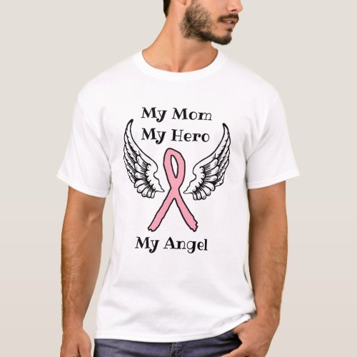 My Mom My Hero Breast Cancer Awareness Ribbon T_Shirt