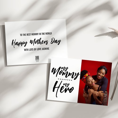 My Mom My Hero  Photo Mothers day  Holiday Card