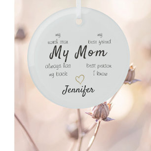 My Mom North Star Personalized Glass Ornament