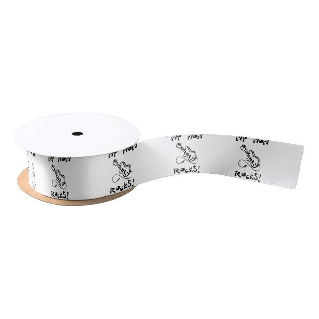 My Mom Rocks Guitar Satin Ribbon (Spool)