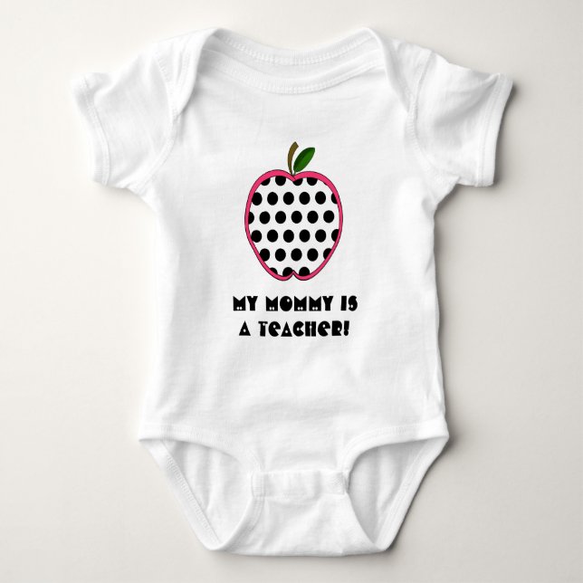 My Mommy is a Teacher Shirt - Polka Dot Apple (Front)