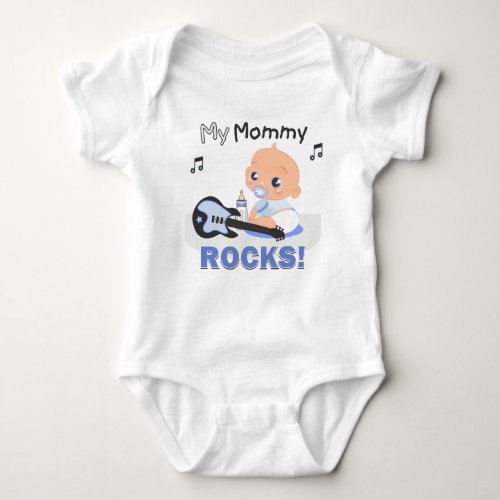 My Mommy Rocks Blue Guitar Infant Creeper BodySuit