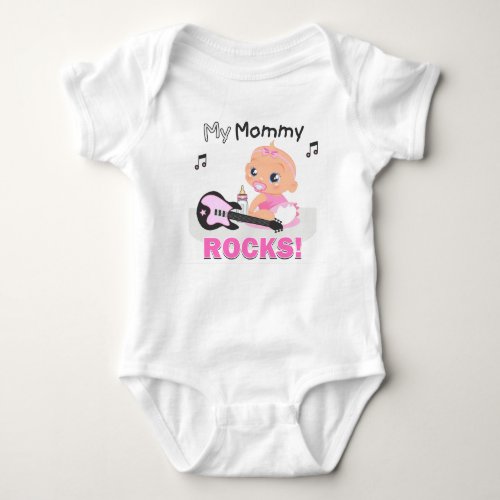 My Mommy Rocks Pink Guitar Music Infant Creeper