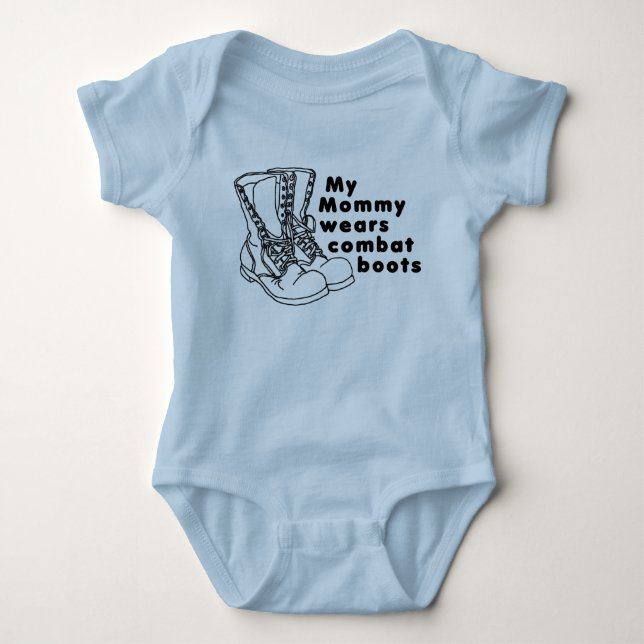 My Mommy Wears Combat Boots Baby Bodysuit (Front)