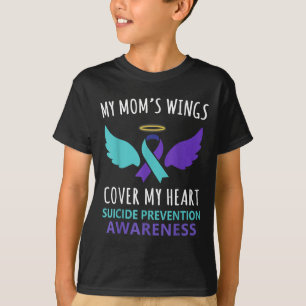 My Mom's Wings Cover Heart Suicide Awareness Ribbo T-Shirt