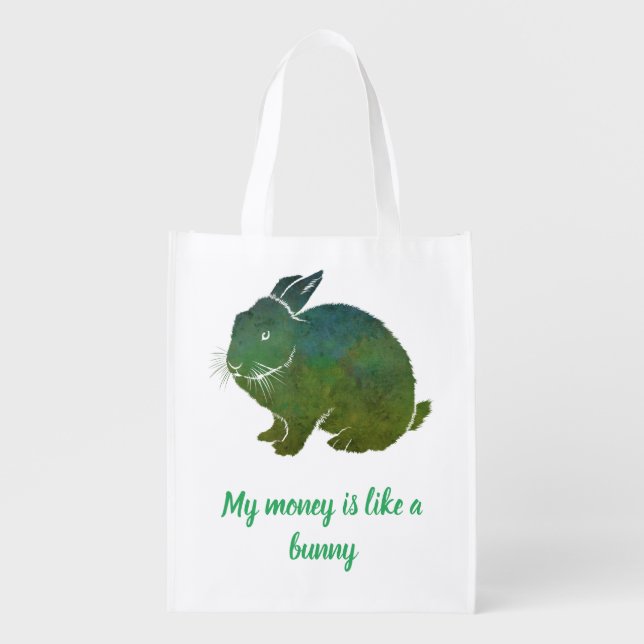 My Money Will Multiply Like Bunnies Grocery Bag (Front)