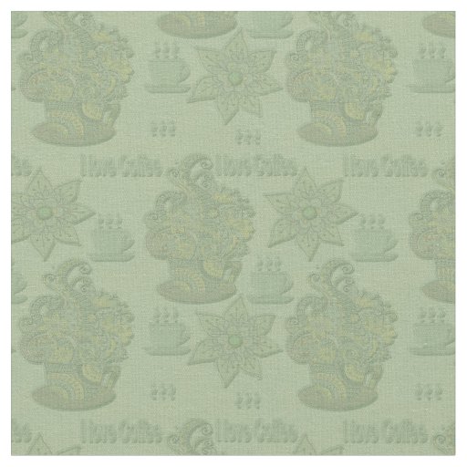 My Monochrome 'I love coffee' design Fabric