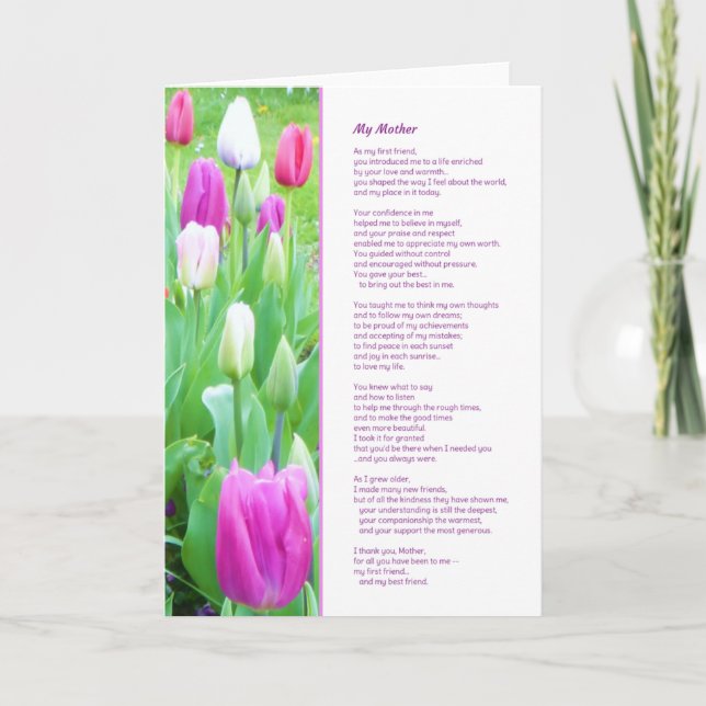 My Mother, My Best Friend Card (Front)