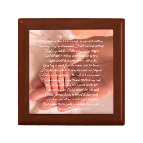 My Mothers Hands Poem Gift Box