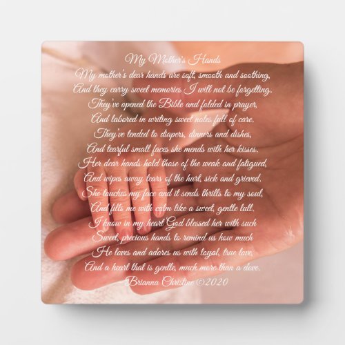 My Mothers Hands Poem Plaque