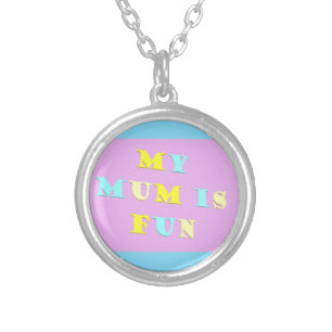 My Mum Design with poem colors pale mixed        G Silver Plated Necklace