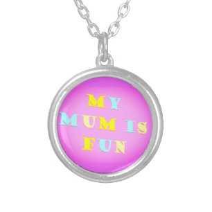 My Mum Design with poem colors pale mixed Silver Plated Necklace