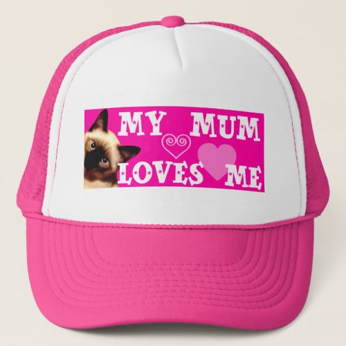 MY MUM LOVES ME _ PINK HAT WITH CAT