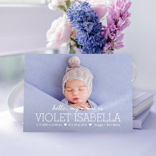 My Name Editable Color Baby Birth Announcement