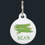 My Name is Bean French Green Beans Vegetable Food Pet ID Tag<br><div class="desc">Design features an original food themed marker illustration of garden fresh green beans (French beans,  long beans). This vegetable themed product is ideal for a gardener,  foodie,  vegetarian / veggie,  chef,  or anyone who loves to cook. Just personalise with your pet's information.</div>