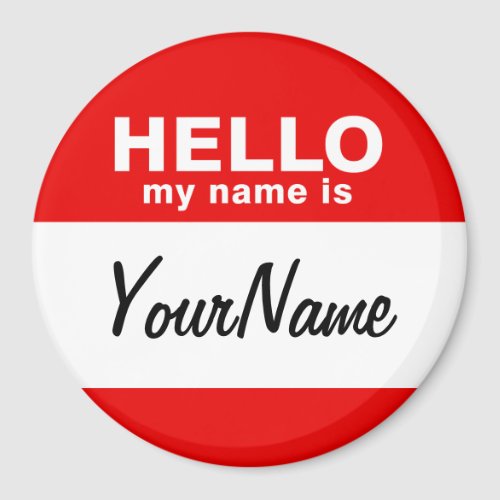 My Name Is Blank Custom Nametag Red Magnet