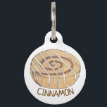 My Name Is Cinnamon Breakfast Roll Bun Frosting Pet ID Tag<br><div class="desc">Pet tag design features an original illustration of a classic cinnamon roll topped with a drizzle of frosting. Just personalize with the name of your dog or cat. Lots of coordinating pet products are also available from this shop! Don't see exactly what you're looking for? Contact Rebecca to have a...</div>