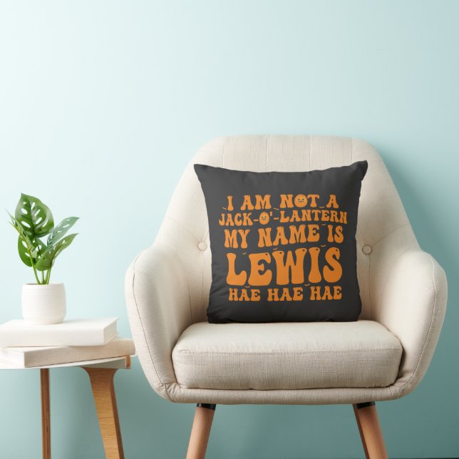 My name is Lewis jack o lantern pumpkin Halloween  Throw Pillow (Chair)