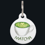 My Name Is Matcha Green Tea Latte Pet ID Tag<br><div class="desc">Pet tag design features an original illustration of a classic matcha green tea latte. Just personalize with the name of your dog or cat. Lots of coordinating pet products are also available from this shop! Don't see exactly what you're looking for? Contact Rebecca to have a product customized just for...</div>