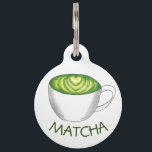 My Name Is Matcha Green Tea Latte Pet ID Tag<br><div class="desc">Pet tag design features an original illustration of a classic matcha green tea latte. Just personalize with the name of your dog or cat. Lots of coordinating pet products are also available from this shop! Don't see exactly what you're looking for? Contact Rebecca to have a product customized just for...</div>