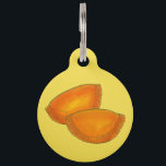 My Name is Patty Yellow Jamaican Beef Patties Food Pet Name Tag<br><div class="desc">Pet tag design features an original illustration of a pair of Jamaican beef patties. Just personalize with the name of your dog or cat. Lots of coordinating pet products are also available from this shop! Don't see exactly what you're looking for? Contact Rebecca to have a product customized just for...</div>